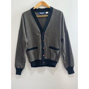 Pendleton 100% Virgin Wool Cardigan Sweater Mens M Brown  Tweed V-Neck *Flaw